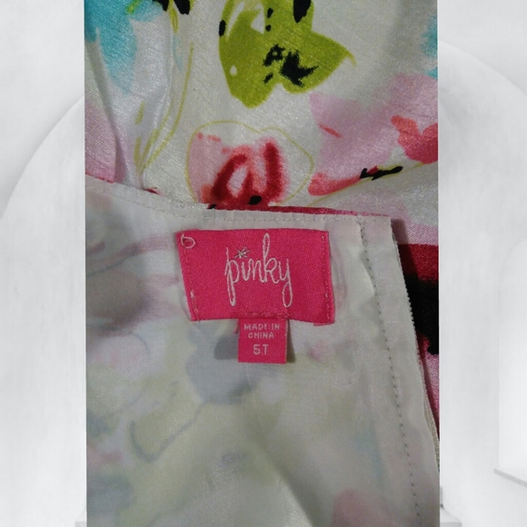 PINKY girls 5T FLORAL DRESS BLACK BOW ACCENT holidays Christmas easter 5 T - Picture 9 of 11